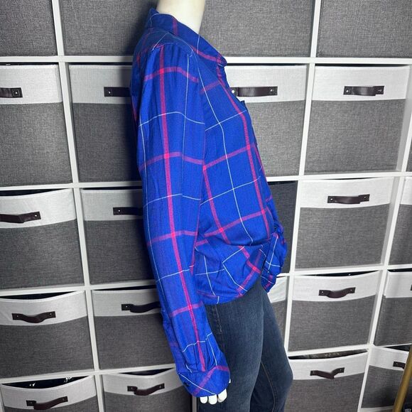 Sanctuary Haley Tie Front Button Down Flannel Shirt Size Small - Picture 7 of 13